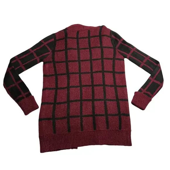 Romeo & Juliet Couture Window Pane Pattern Open Front Knit Cardigan Size S - Picture 2 of 8